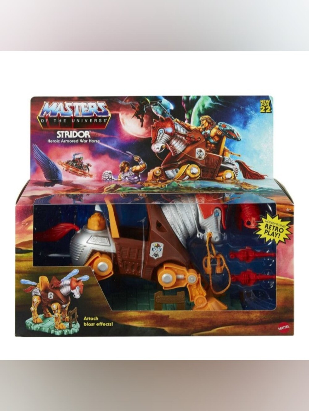 Mattel Masters of the Universe Stridor Armored War Horse - Brown, Silver & Red